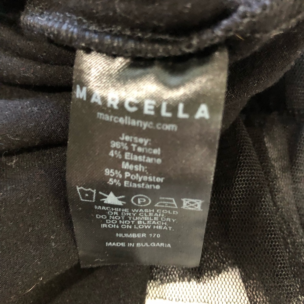 Marcella Bellerose Mixed Media Mesh Sleeve Black Bodysuit womens XL - Picture 8 of 13